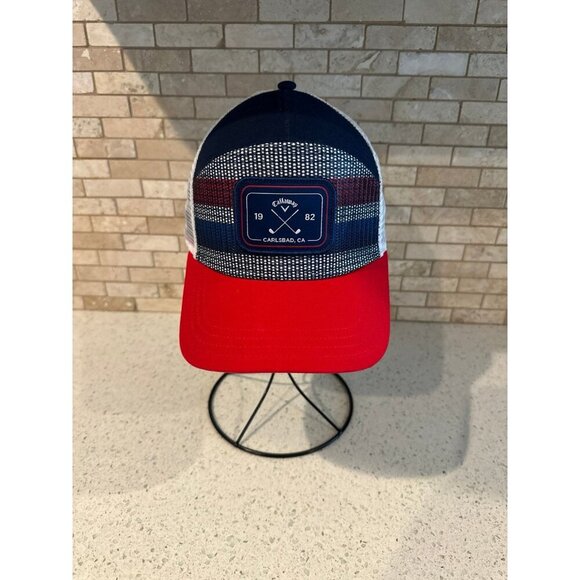Callaway Golf Carlsbad California 1982 Red White Blue Mesh Back Adj Snapback Cap - Picture 1 of 5